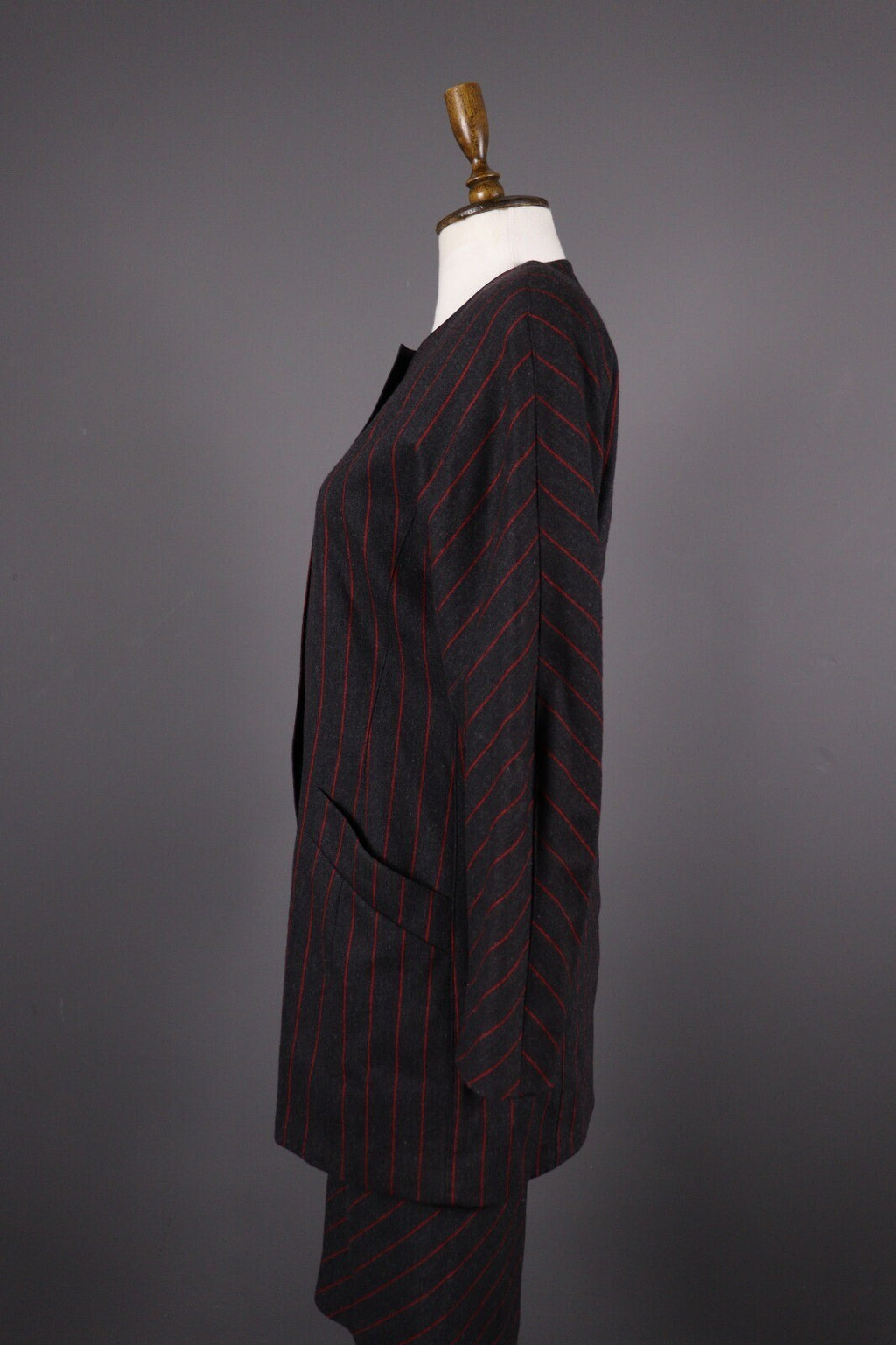Escada by Margaretha Ley Wool Stripe 2 Piece Skirt Suit Blazer Black – Size 38