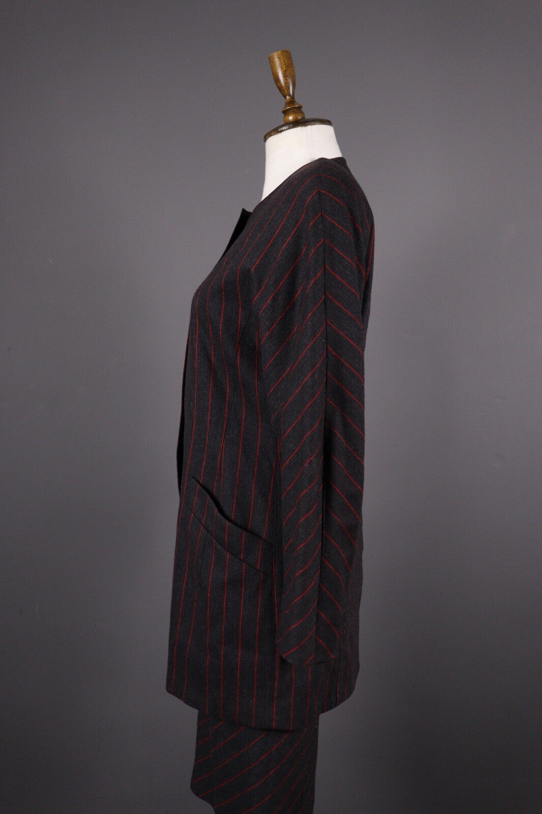Escada by Margaretha Ley Wool Stripe 2 Piece Skirt Suit Blazer Black – Size 38