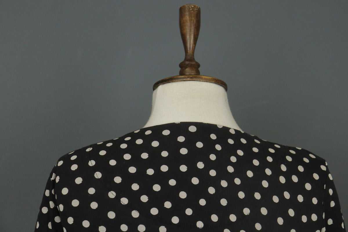 GUDRUN SJODEN Black White Polka Dot Casual Short Sleeve Pullover Knit Top – Size M