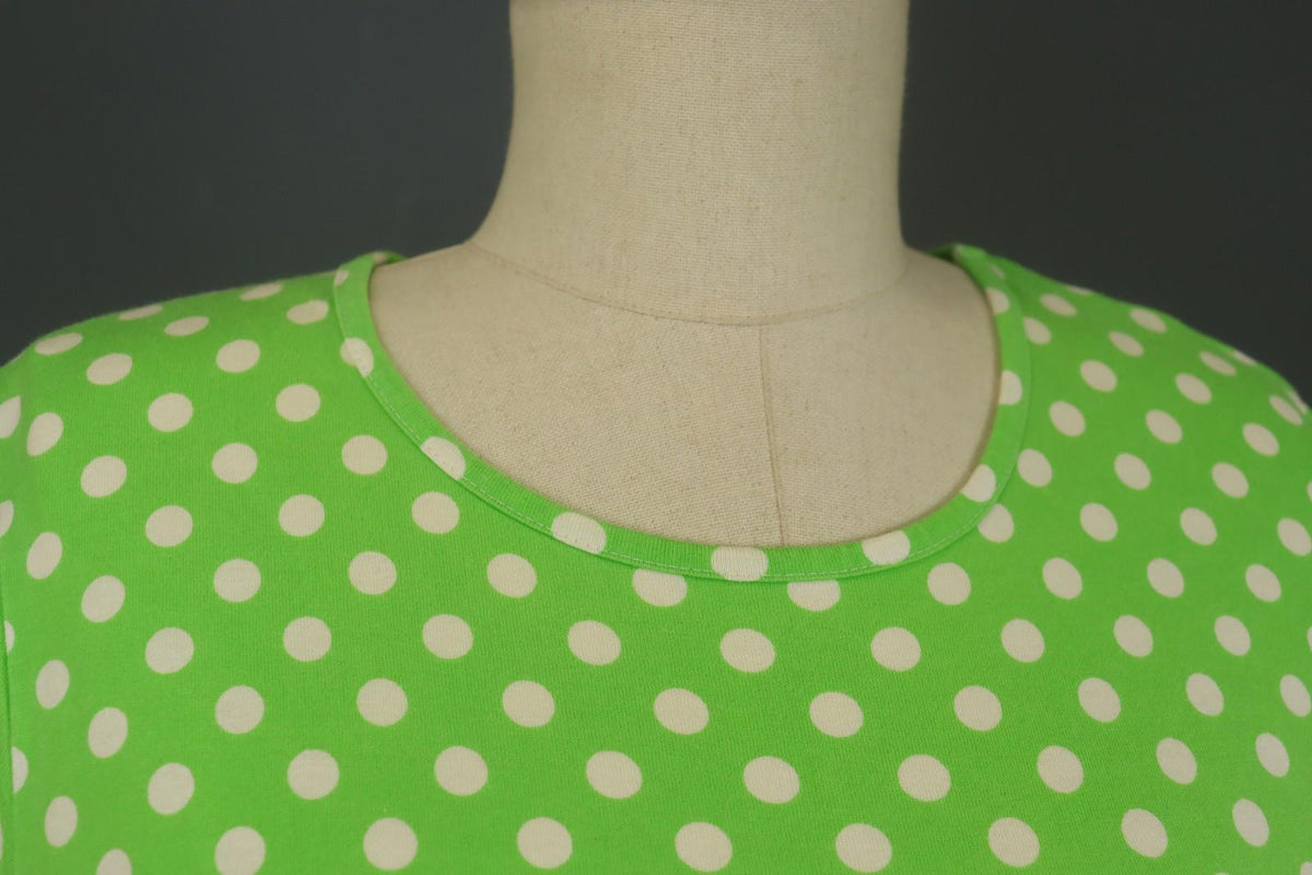 MARIMEKKO Green and White Polka Dot Short Sleeve Crew Neck Top Blouse – Size L