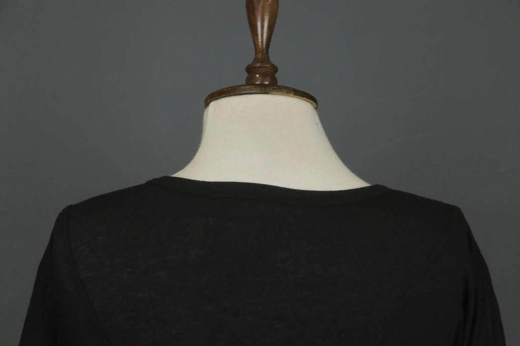 HUMANOID Blouse Top Slim Fit Stretch Black Cotton Round Neck Pullover – Size XS