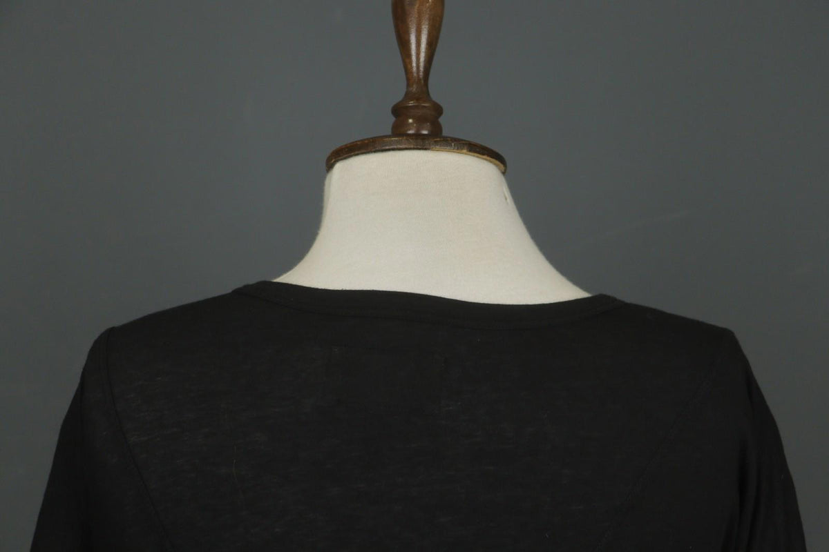 HUMANOID Blouse Top Slim Fit Stretch Black Cotton Round Neck Pullover – Size XS