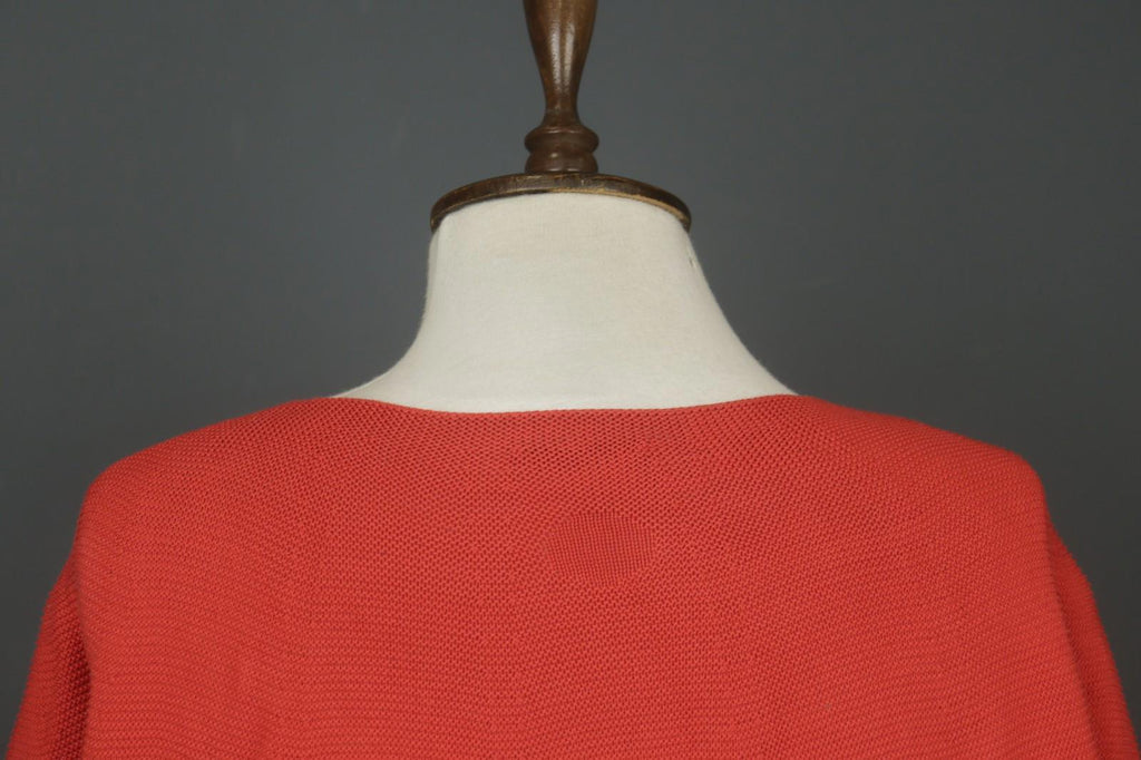 OSKA Red Knit Asymmetrical Cotton Short Sleeve Round Neck Pullover Sweater Sz 4