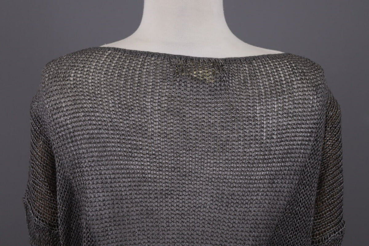 Denim & Supply Ralph Lauren Gray Open Knit Linen Crochet Knit Sweater – Size S