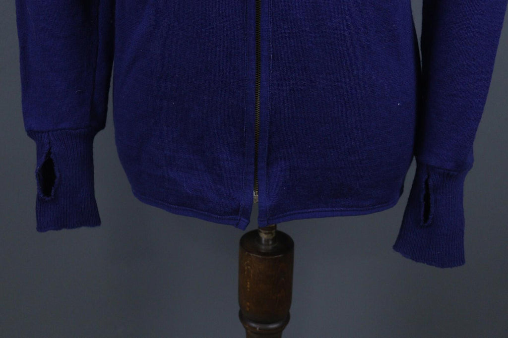 DEVOLD Blue Wool Long Sleeve High Neck Full Zip Sweater – Size S