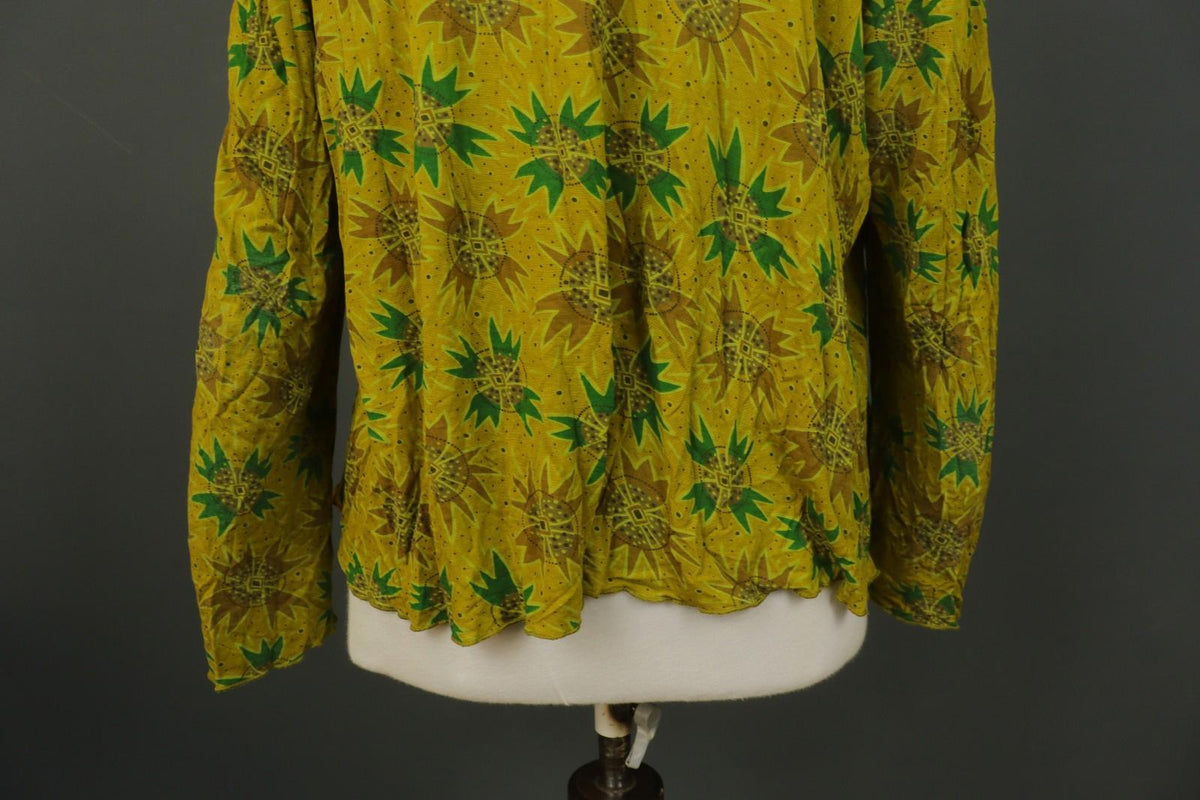 GUDRUN SJODEN Multi Floral 100% Viscose Boat Neck Pullover Blouse Top – Size XL