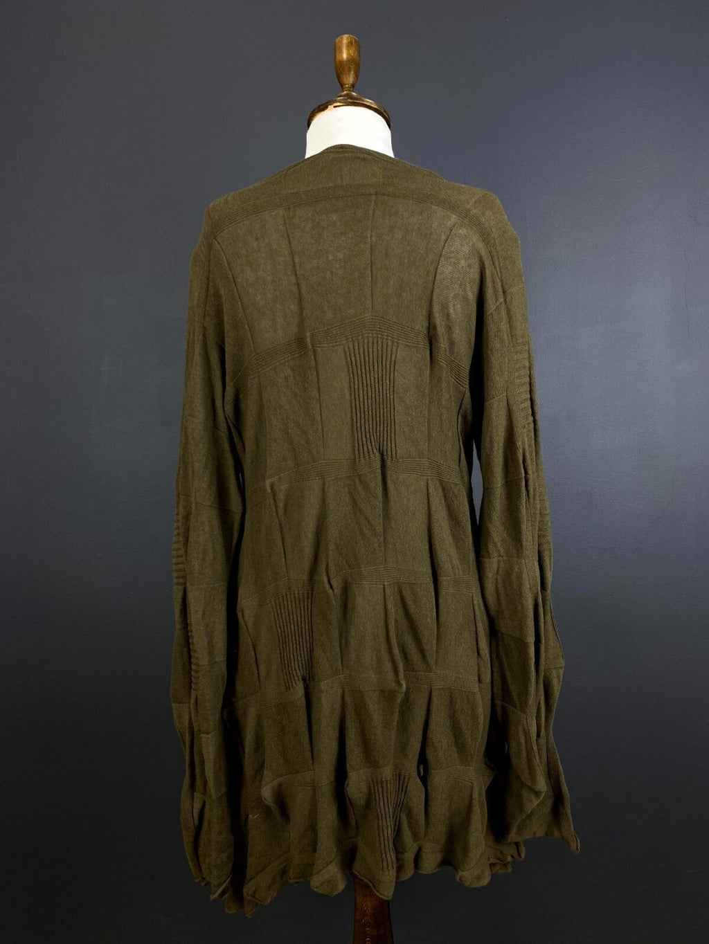 OSKA Khaki Wool Knit Long Sleeve Lagenlook Button Blouson Dress – Size 2