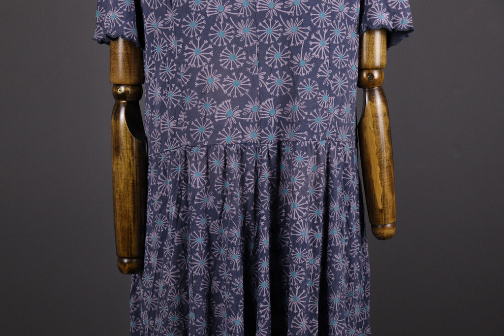Deerberg Blue Floral Relaxed Summer Blouson A-Line Dress – Size L