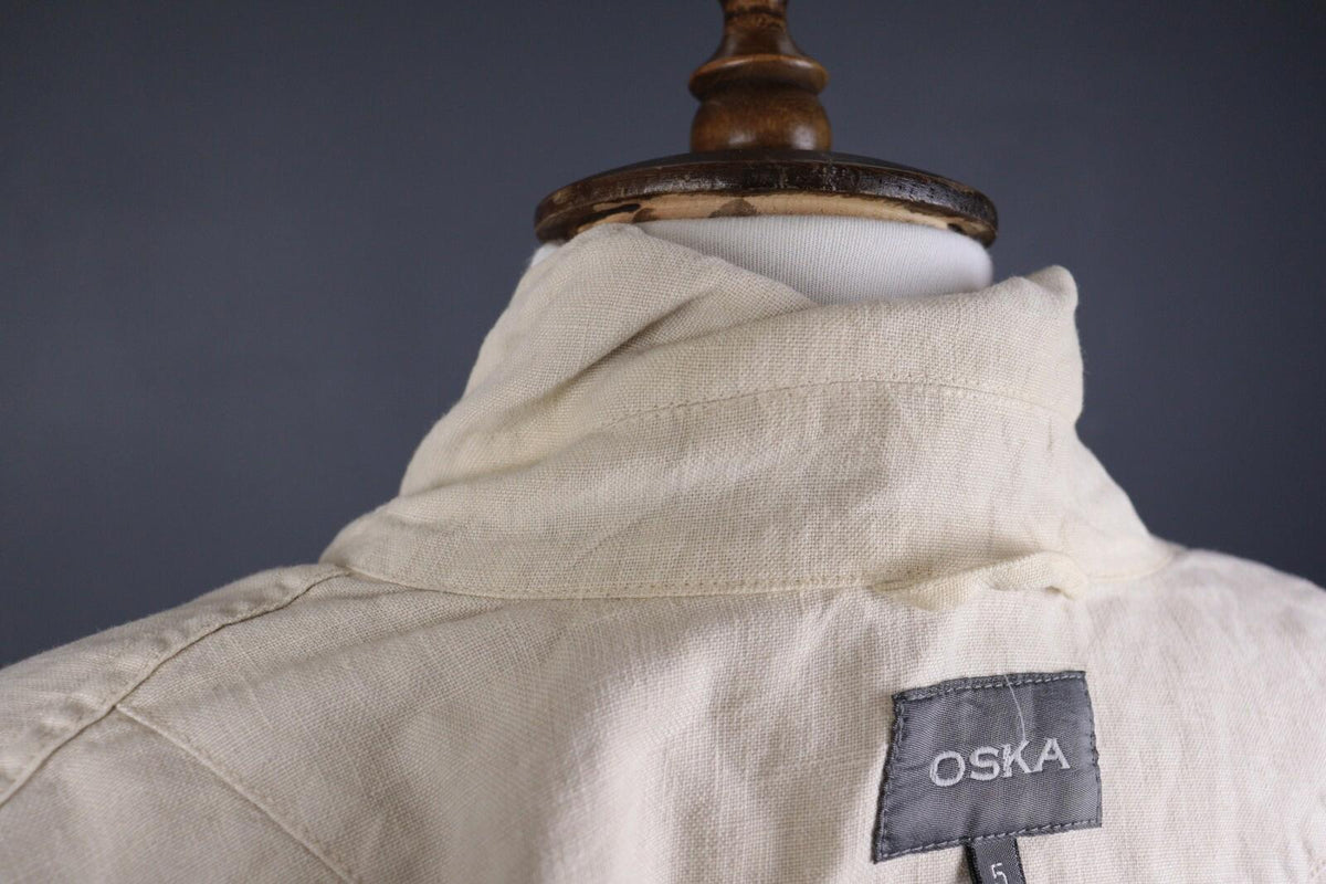 OSKA Ivory Linen Lagenlook Lightweight Blazer Jacket – Size 5