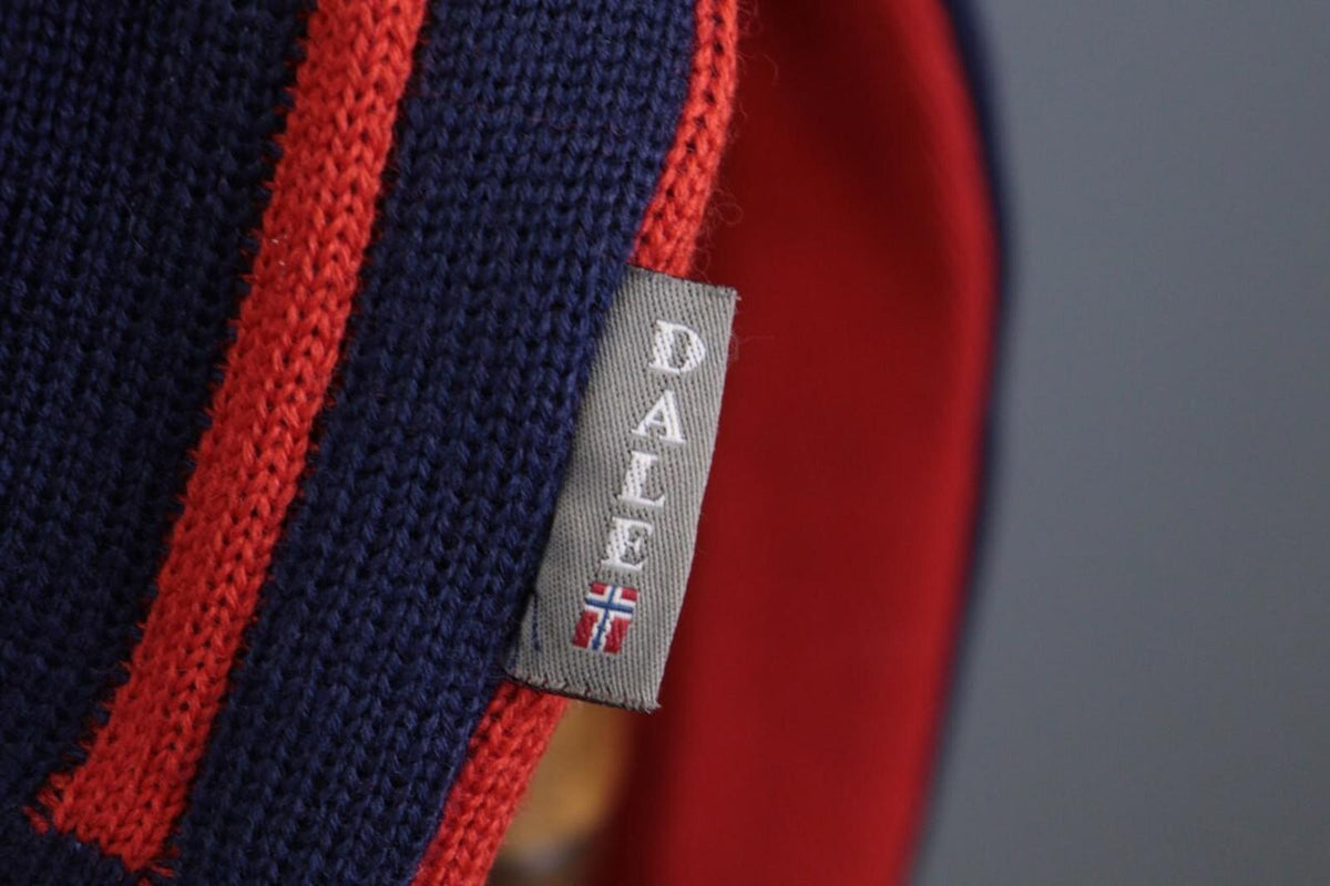 DALE OF NORWAY Blue / Red Colorblock Wool Knit Ski Sweater – Size S