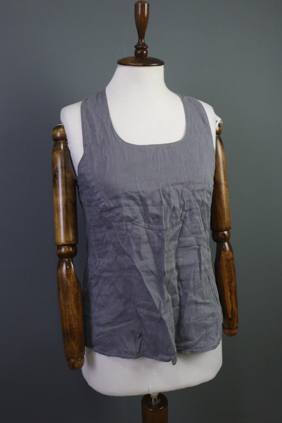 MARITH FRANCOIS GIRBAULD Gray Linen Rayon Tank Top Blouse Cropped Shirt – Size 29