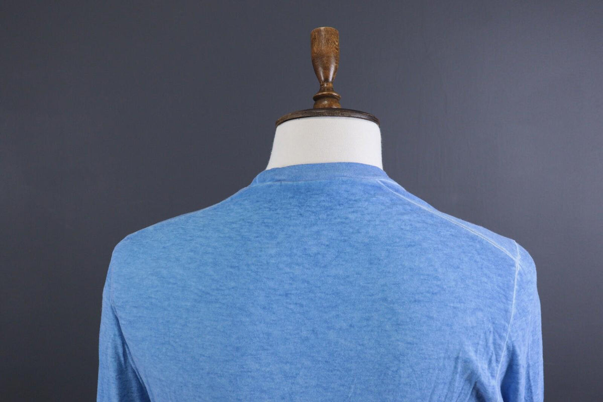 DSQUARED2 Blue Linen Long Sleeve Printed Top Sweatshirt – Size S