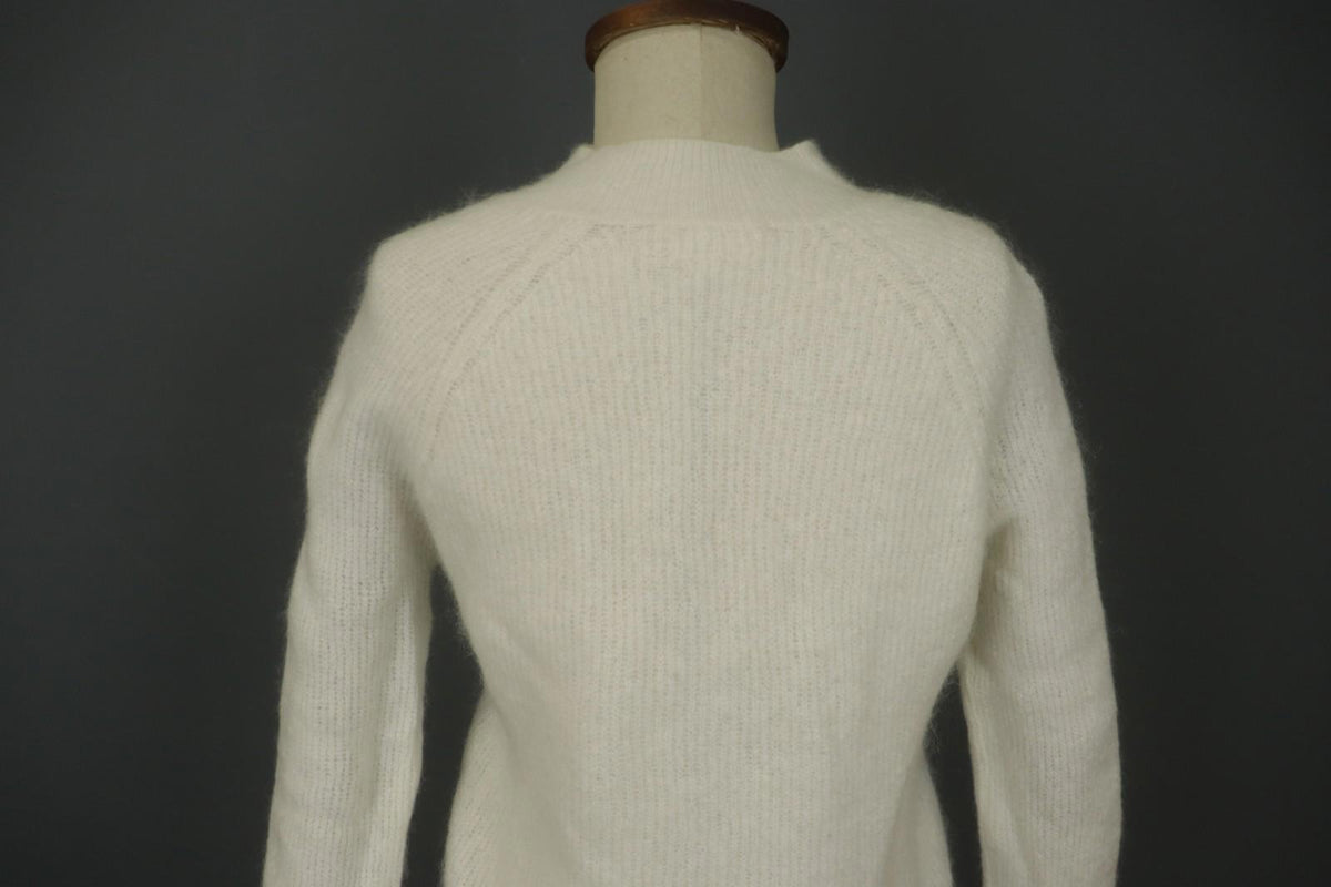 LA MAILLE SÉZANE White Knitted Long Sleeve Mock Neck Button Front Sweater – Size S