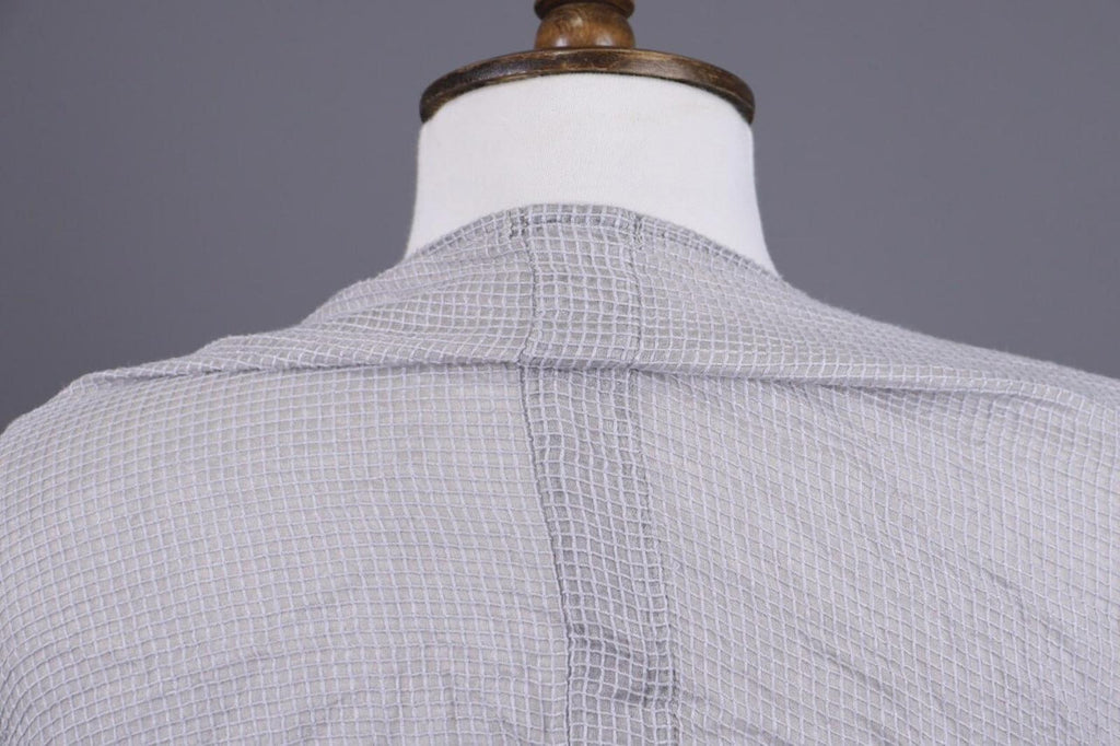 GRIZAS Gray Check Silk Lagenlook Long Sleeve Top Blouse Shirt – Size M