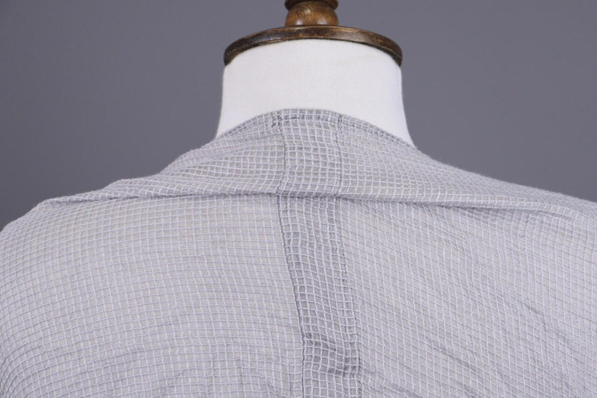 GRIZAS Gray Check Silk Lagenlook Long Sleeve Top Blouse Shirt – Size M