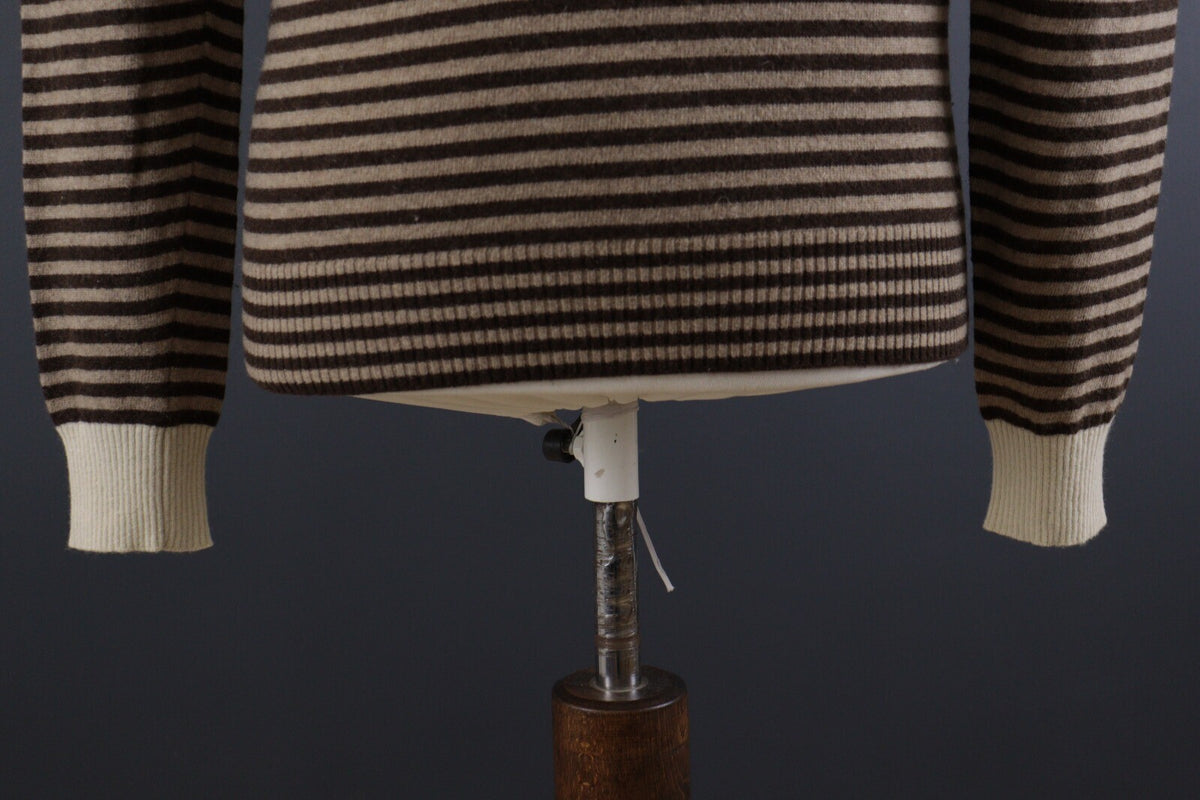 La Martina Brown Stripe Wool Brown Men's Crew Neck Sweater – Size M