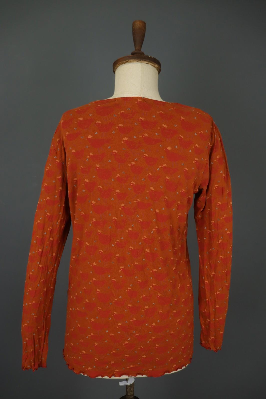 GUDRUN SJODEN Multi Long Sleeve Square Neck Stretch Pullover Blouse Top – Size L