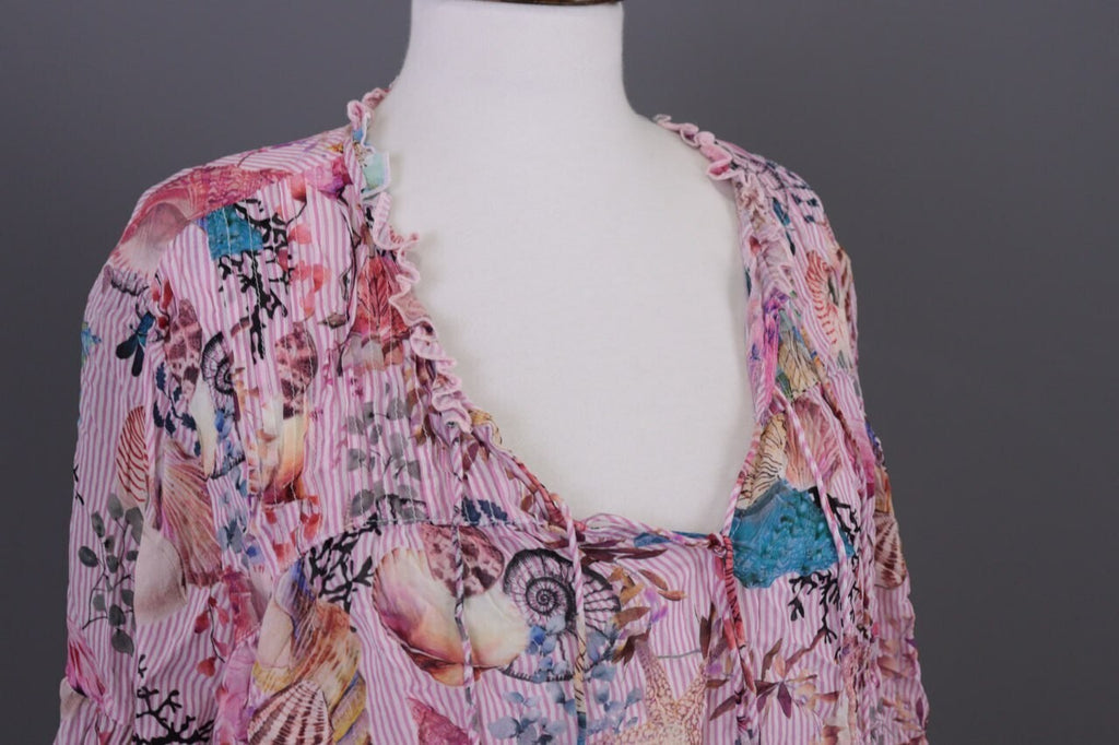 Princess Goes Hollywood Pink Shell Printed 3/4 Sleeve Blouse Shirt Sz 46 / XL
