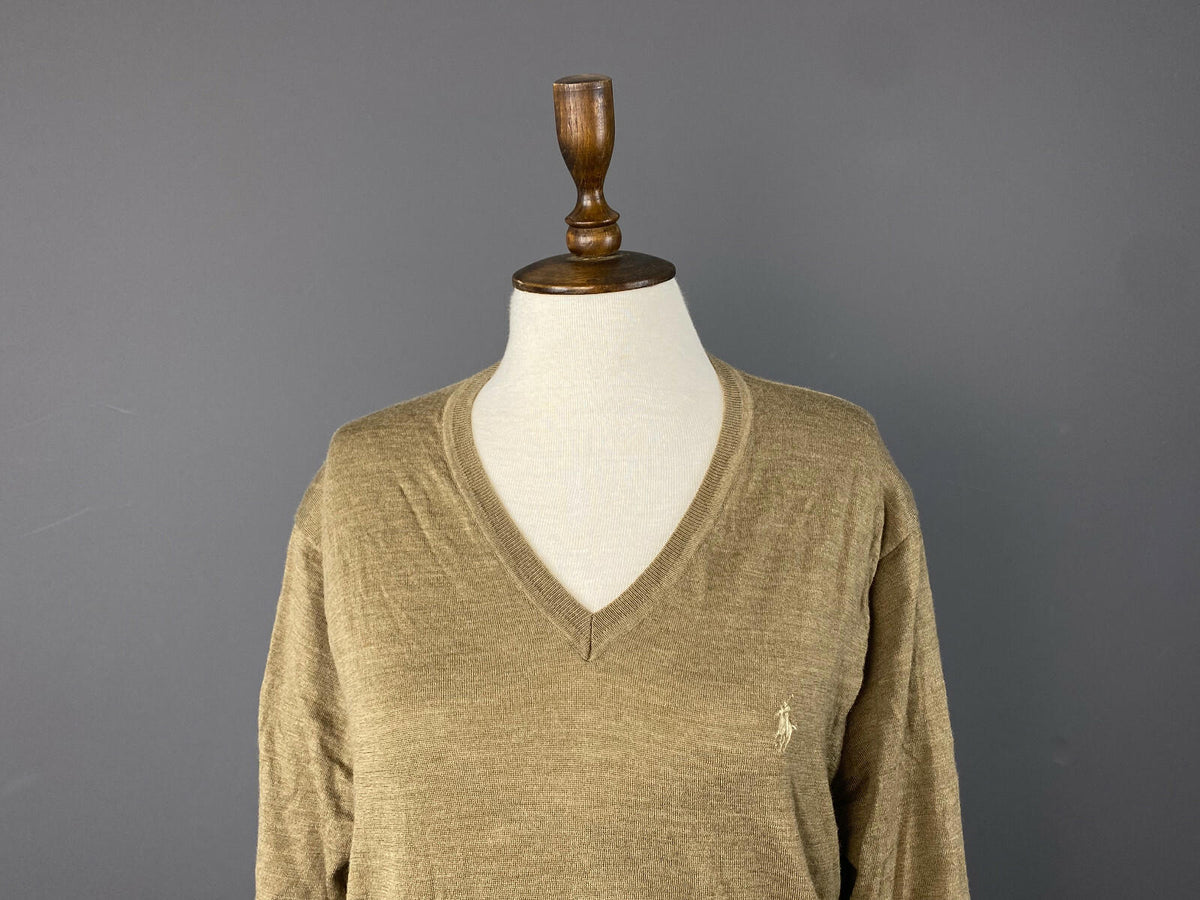 POLO RALPH LAUREN Brown Slim Fit Merino Wool Long Sleeve Sweater – Women's L