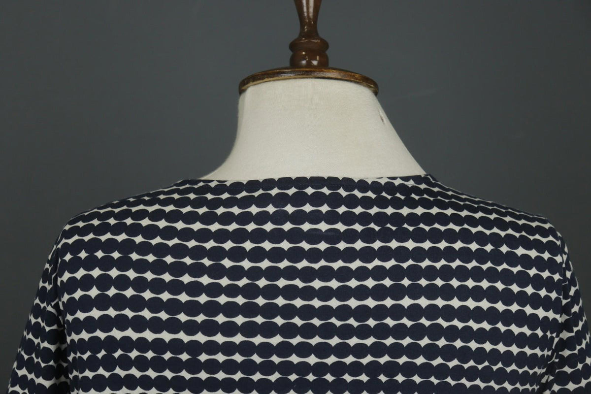 MARIMEKKO LEVOLLINEN RASYMATTO Black White Polka Dot Pullover Shift Dress Sz XS
