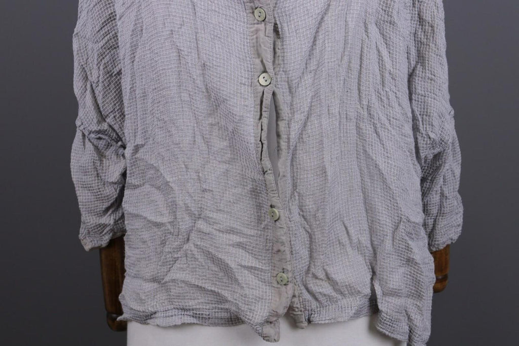 GRIZAS Gray Check Silk Lagenlook Long Sleeve Top Blouse Shirt – Size M