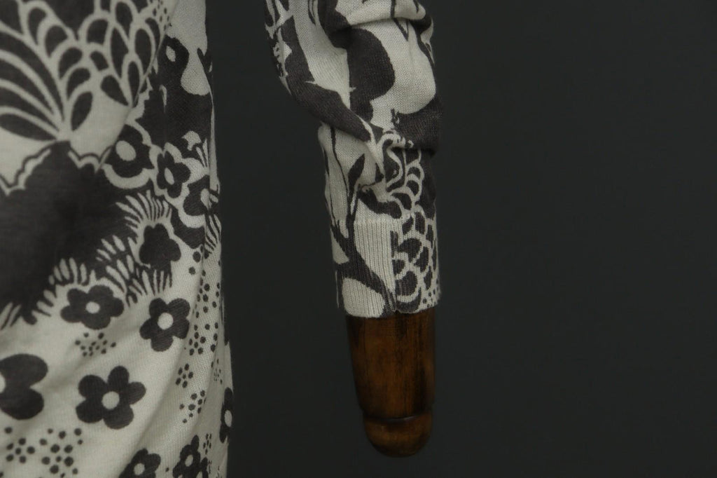 ST-MARTIN'S Black White Floral Knitted Raglan Sleeve Button Front Sweater – Size M