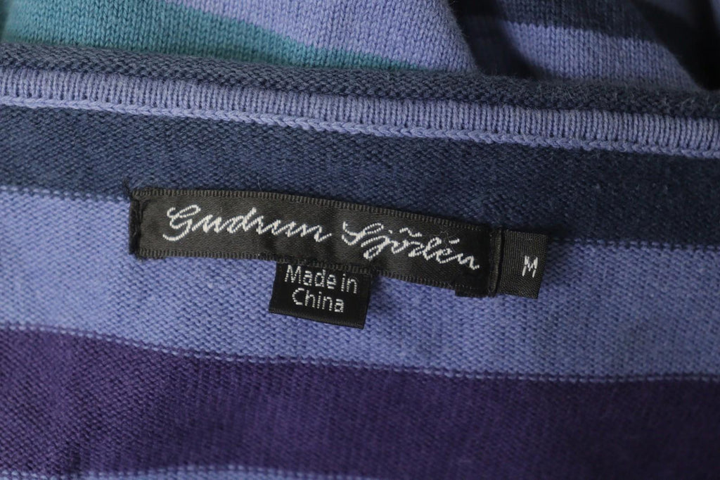 GUDRUN SJODEN Multi Striped 100% Cotton Long Sleeve Round Neck Mini Dress – Size M