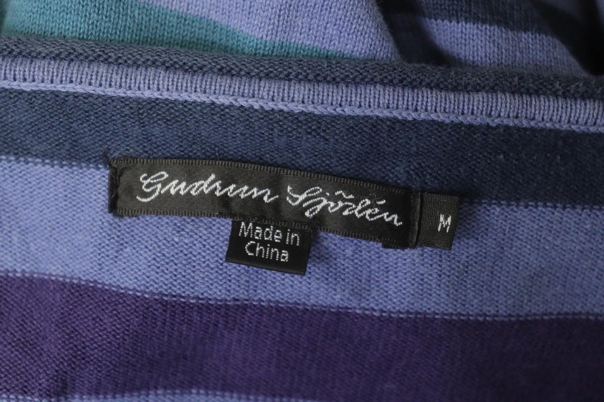 GUDRUN SJODEN Multi Striped 100% Cotton Long Sleeve Round Neck Mini Dress – Size M
