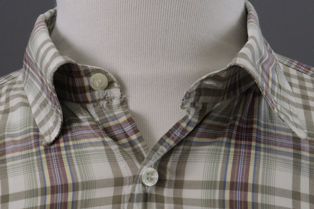 Etro Milano Beige Check Long Sleeve Button Down Shirt – Size XL
