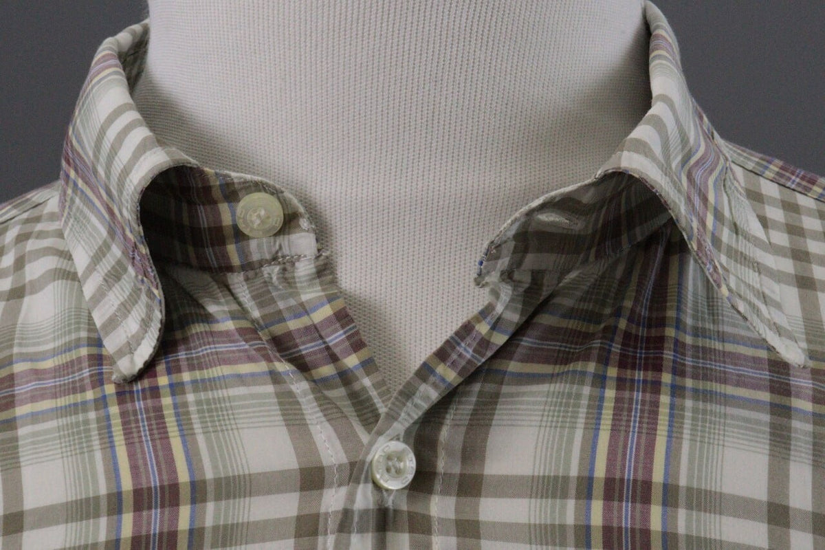 Etro Milano Beige Check Long Sleeve Button Down Shirt – Size XL