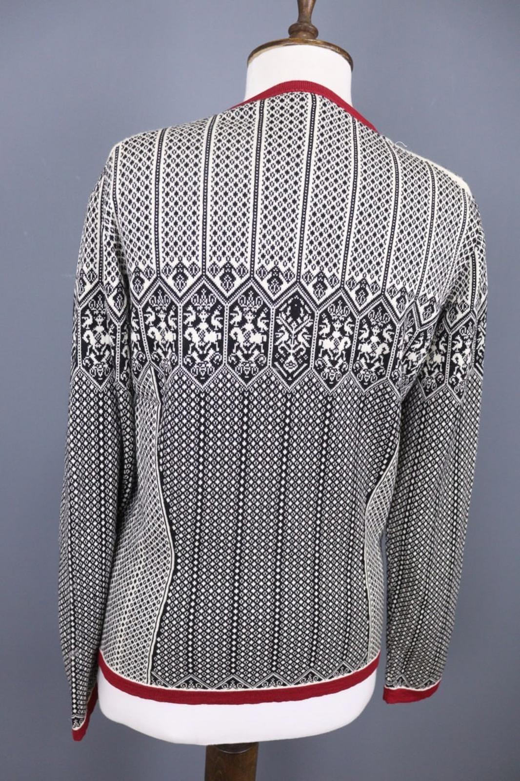 DALE OF NORWAY Multi 100% Wool Fair Isle Knit Crew Neck Full Zip Sweater – Size L