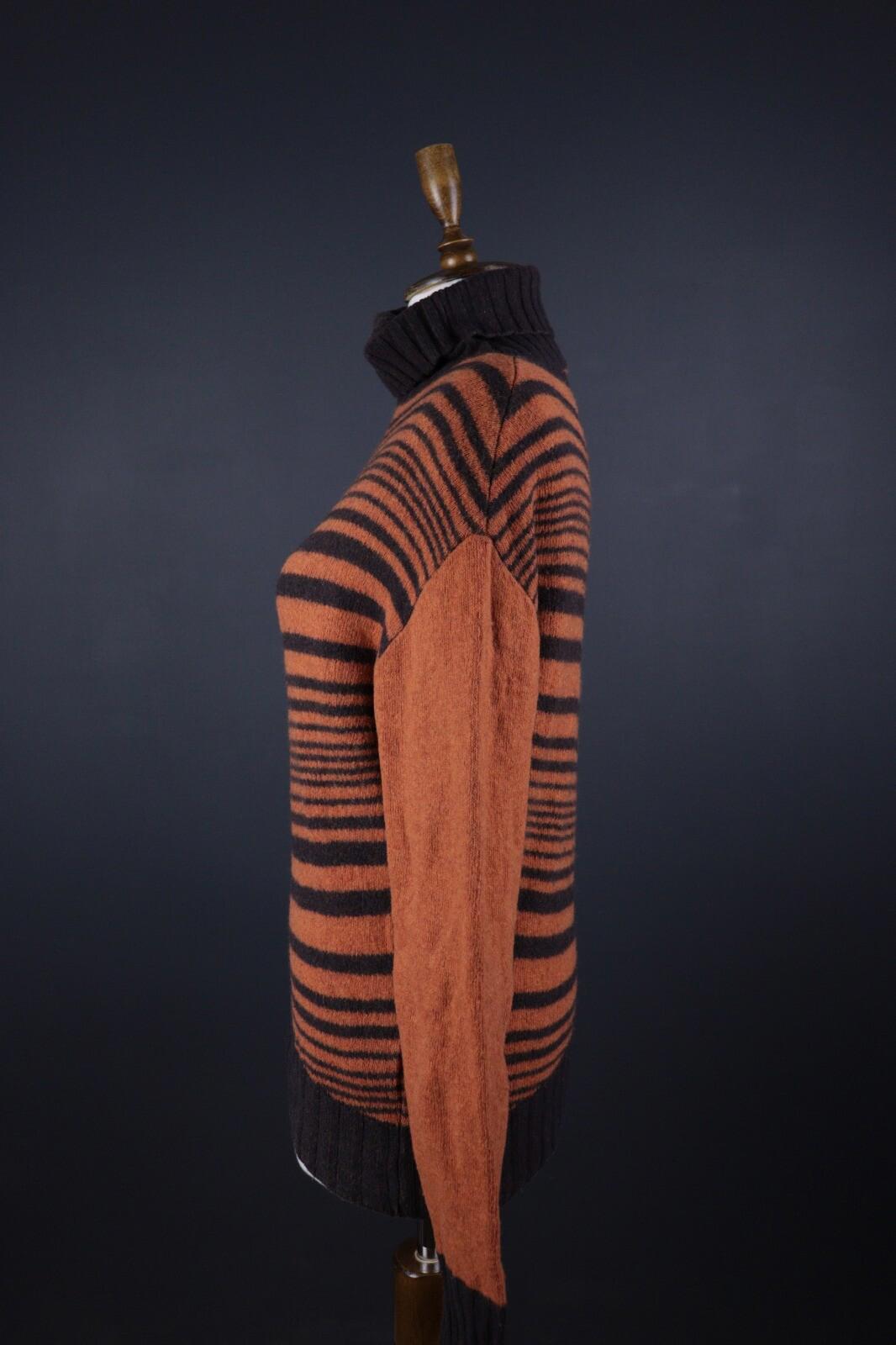 VERSACE JEANS COUTURE Orange Striped Wool Knit Long Sleeve Sweater – Size XL