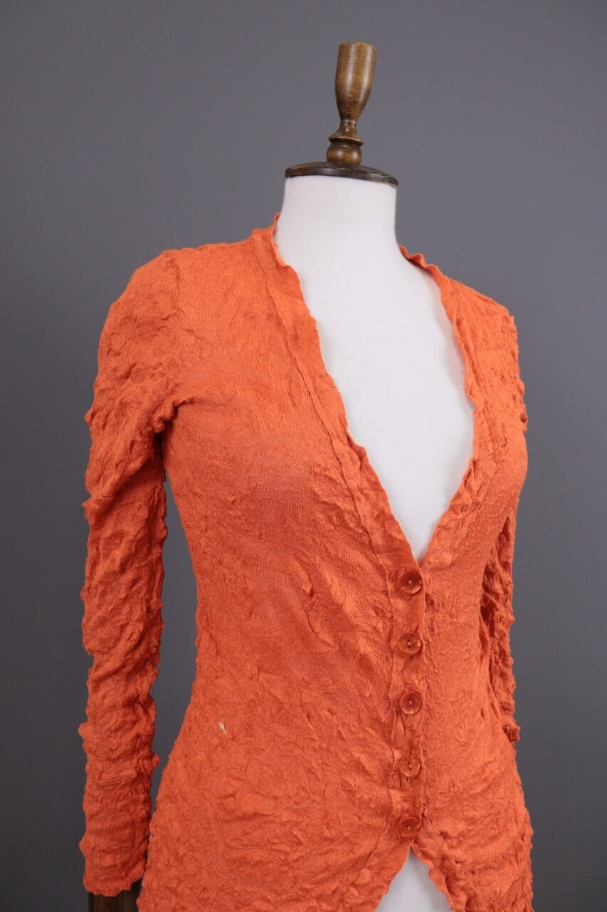 Aventures des Toiles Orange Button Down Long Sleeve Blouse Shirt – Size 38 / S
