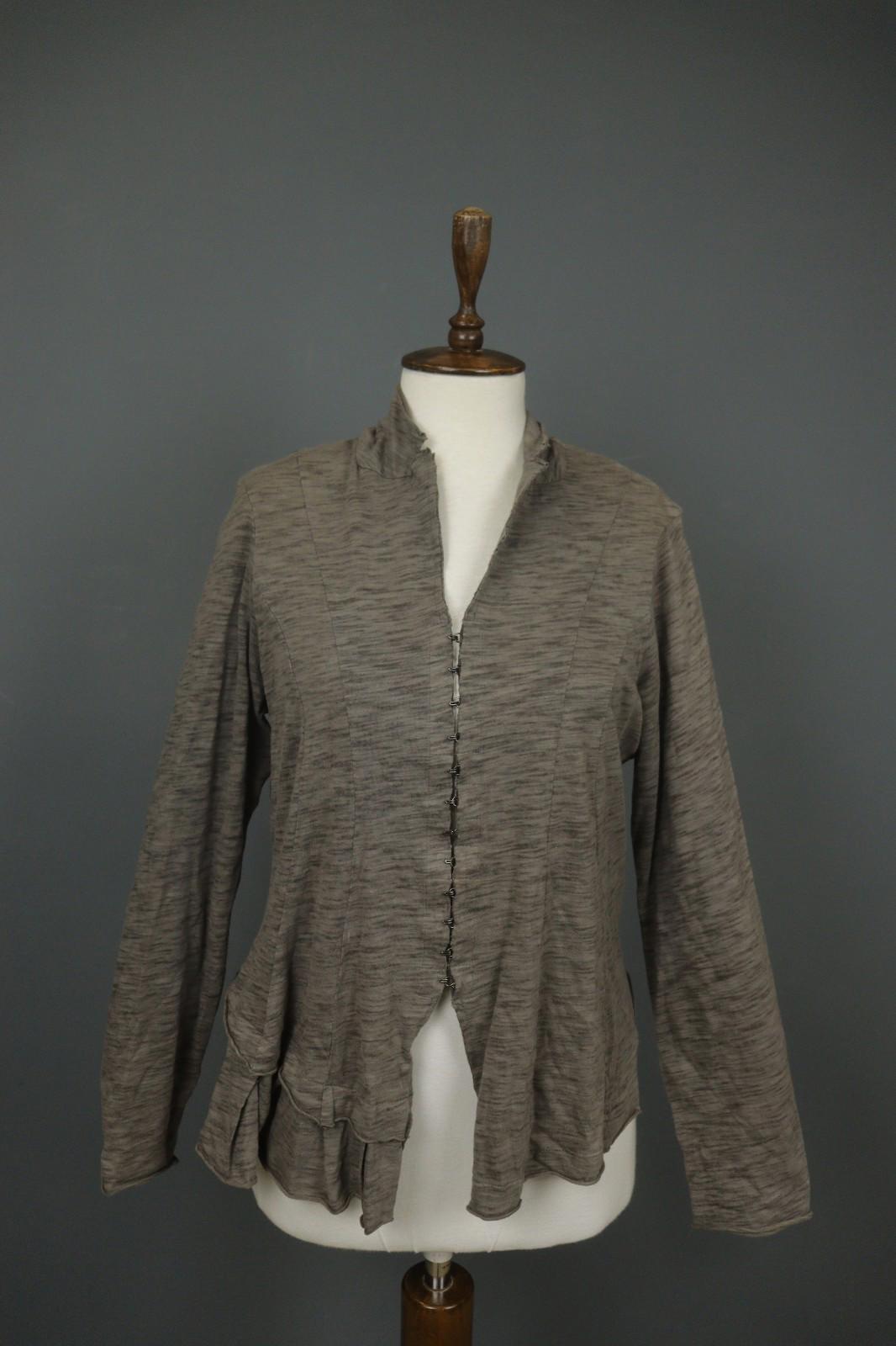 RUNDHOLZ Cardigan Heather Gray Casual Mock Neck Long Sleeve Hook & Eye – Size M