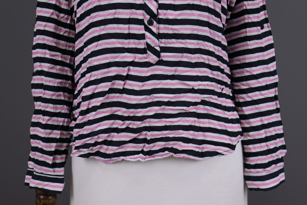 Emily Van Den Bergh Multicolor Striped Long Sleeve Henley Blouse Shirt Sz 38 / M