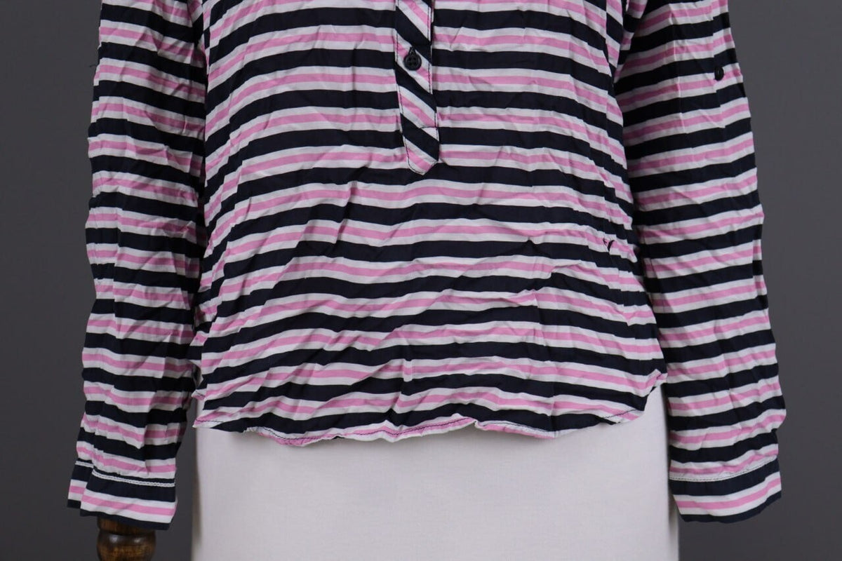 Emily Van Den Bergh Multicolor Striped Long Sleeve Henley Blouse Shirt Sz 38 / M