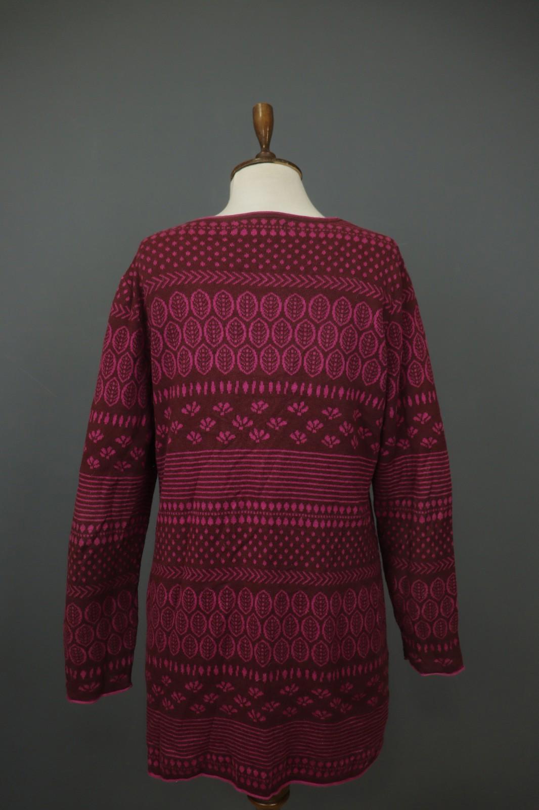 GUDRUN SJÖDEN Burgundy Geo Print Long Sleeve Button Front Cardigan Sweater Sz M