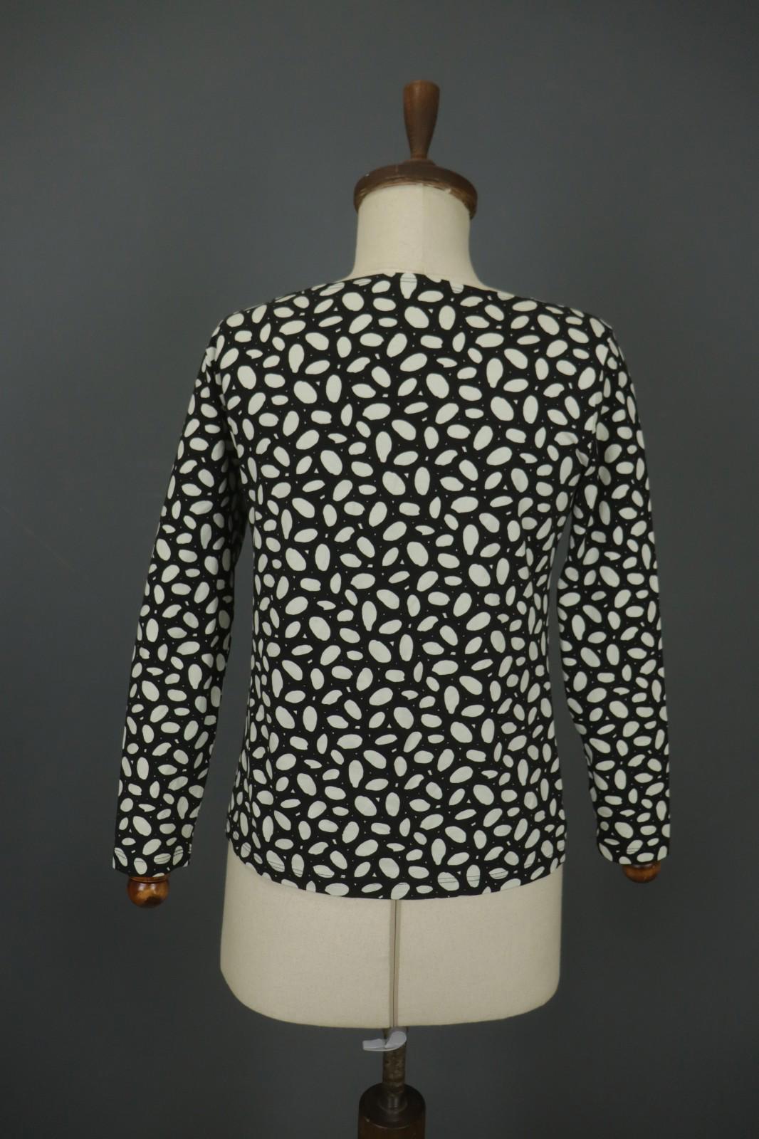 MARIMEKKO CERO White & Black Polka Dot Round Neck Long Sleeve Blouse Top – Size M