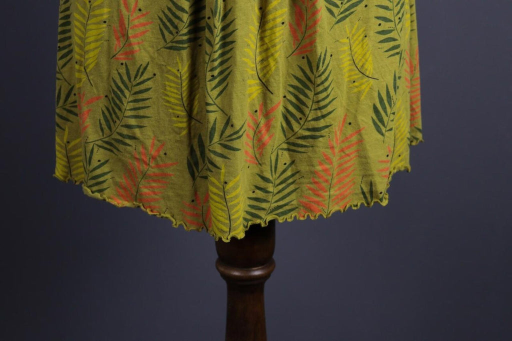 GUDRUN SJODEN Green Floral Button Down Lagenlook Sleeveless Blouson Dress – Size L