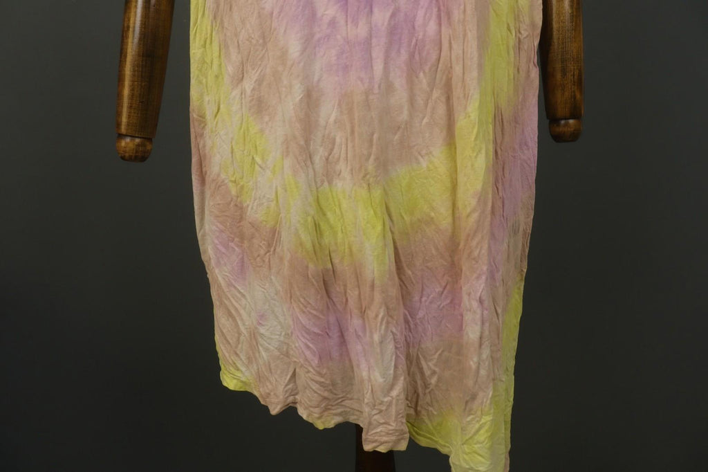 BARBARA SPEER Multicolor Tie dye Round Neck Asymmetrical Hem Shift Dress – Size 2