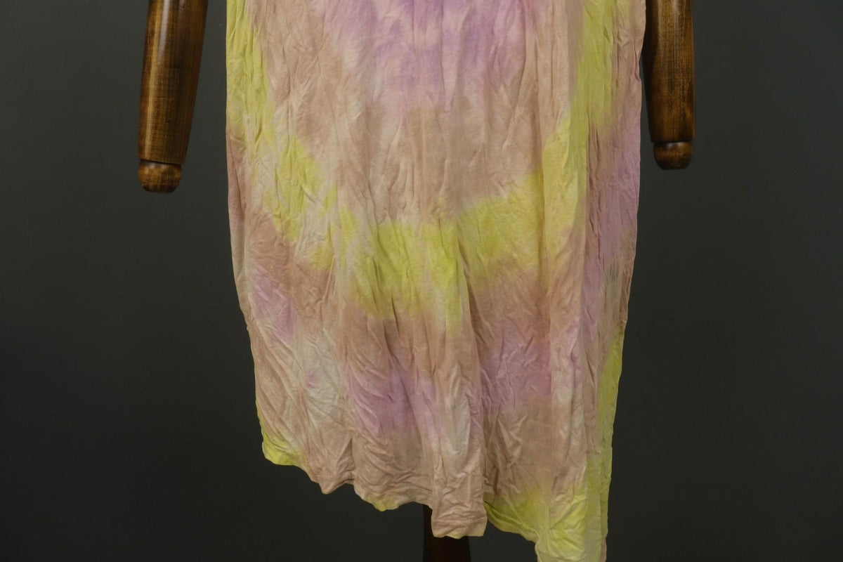 BARBARA SPEER Multicolor Tie dye Round Neck Asymmetrical Hem Shift Dress – Size 2