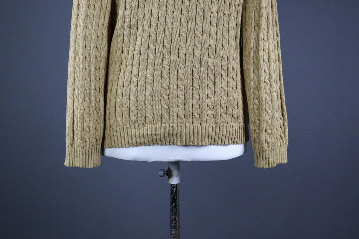 LAUREN RALPH LAUREN Beige Cable Knit Long Sleeve Sweater – Size XL