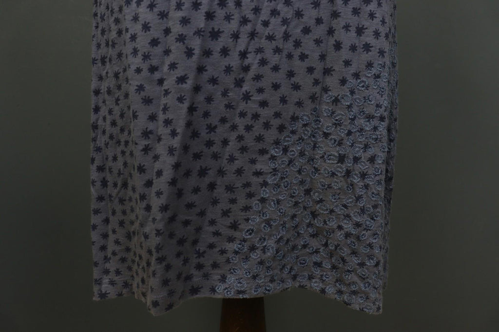 GUDRUN SJODEN Gray Floral 100% Cotton Short Sleeve Round Neck Shift Dress – Size M