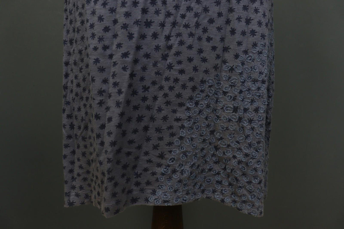 GUDRUN SJODEN Gray Floral 100% Cotton Short Sleeve Round Neck Shift Dress – Size M