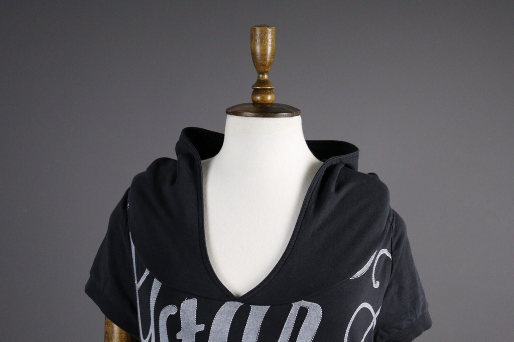 G-Star Black Big Logo Bodycon Hooded Sweater Dress – Size L – Used