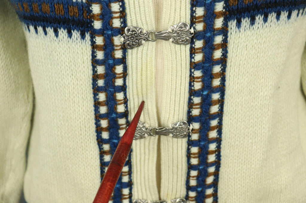 NORLAENDER Sportswear Beige Fair Isle Wool Knit Clasp Ski Cardigan Sweater 50 [COPY]