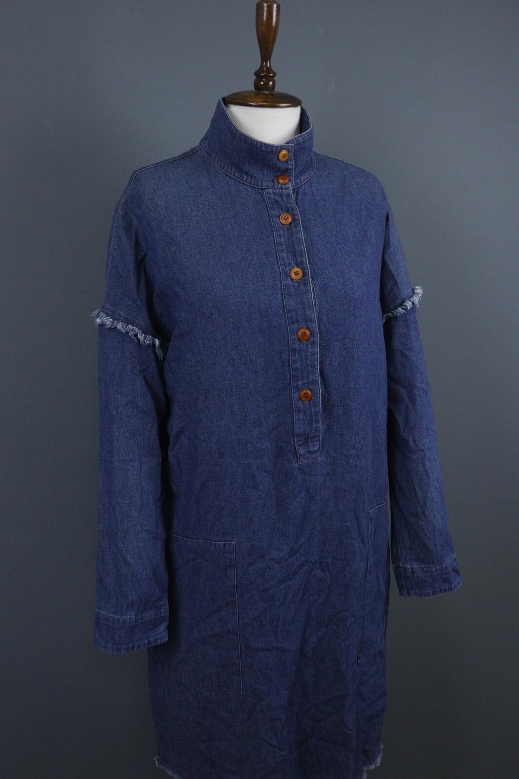 RAQUEL ALLEGRA Blue Lightweight Pockets Button Front Shirt Dress – Size 2