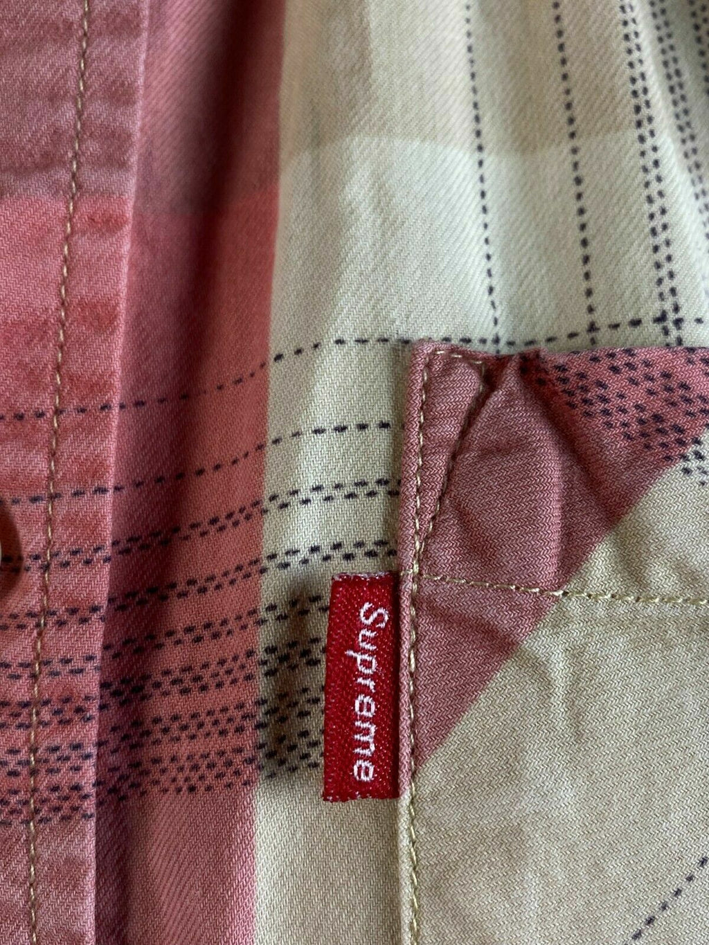 Supreme Pink Check Double Pocket Long Sleeve Button Up Shirt – Men's M