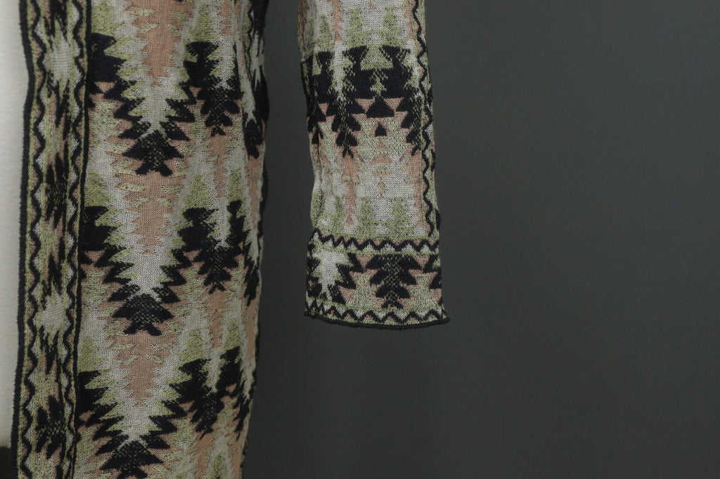 MISSONI Multicolor Cotton Geometric Raglan Sleeve Open Front Cardigan – Size 42