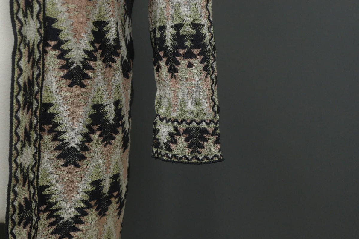MISSONI Multicolor Cotton Geometric Raglan Sleeve Open Front Cardigan – Size 42